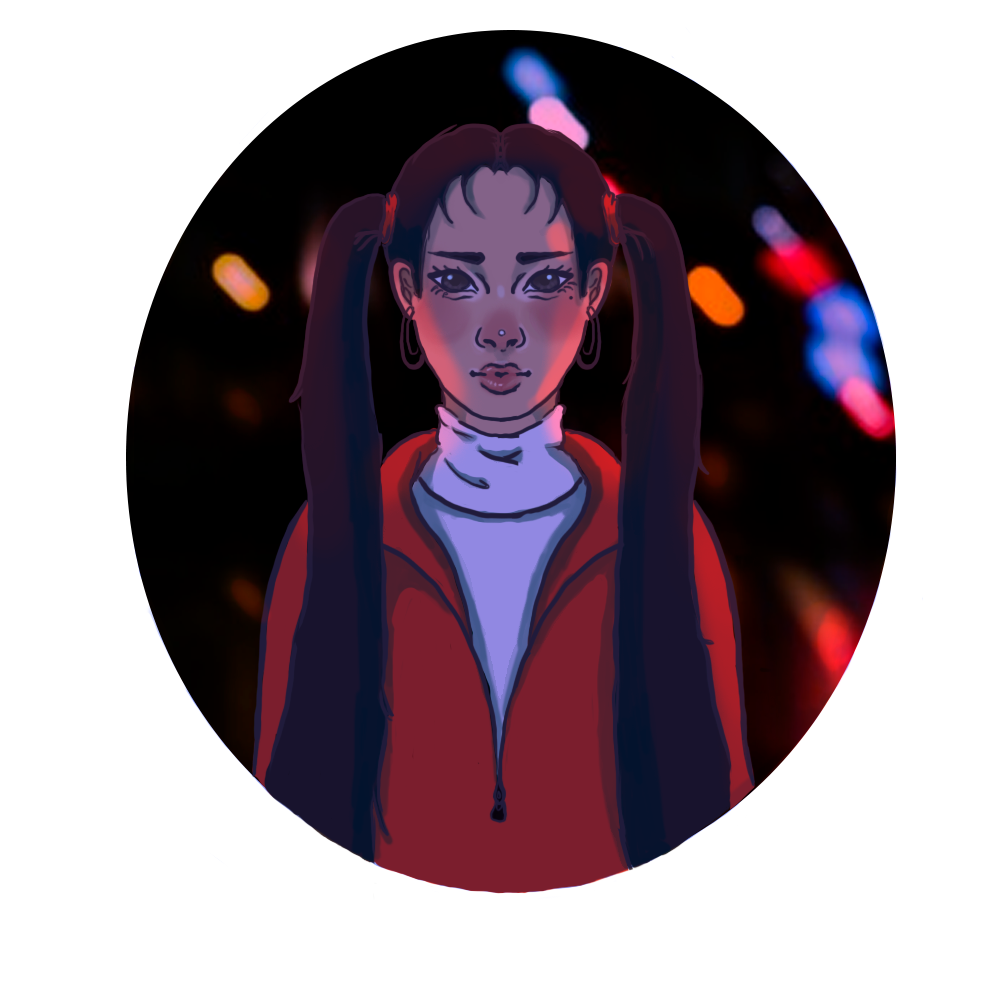 ilustración de una mujer asiática con dos coletas